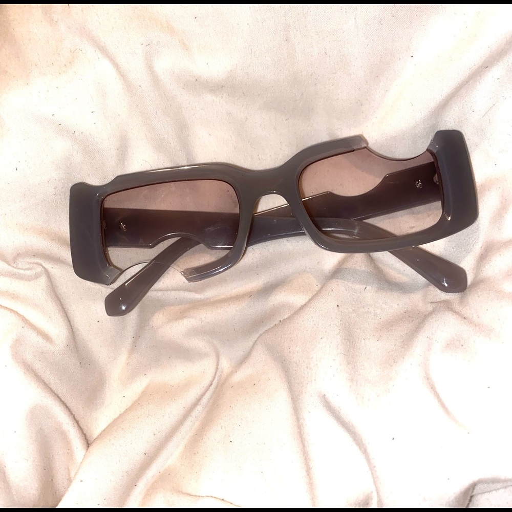 Grey Rectangular Half Sunglasses